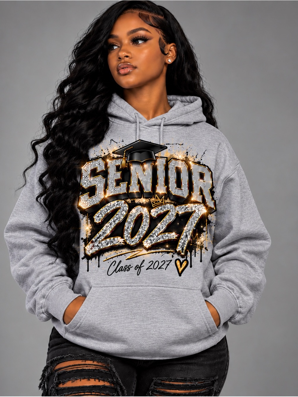 Senior 2027 Gray Hoodie Sweatshirt to- Class of 2027